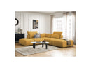 Jana - Modular Fixed Corner Sofa With Headrests - Heather Fabric With 2 Low Chairs, 1 Corner And 2 Poufs - Reversible