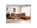 Jana - Modular Fixed Corner Sofa With Headrests - Heather Fabric With 2 Low Chairs, 1 Corner And 2 Poufs - Reversible