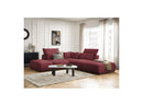 Jana - Modular Fixed Corner Sofa With Headrests - Heather Fabric With 2 Low Chairs, 1 Corner And 2 Poufs - Reversible