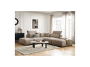 Jana - Modular Fixed Corner Sofa With Headrests - Heather Fabric With 2 Low Chairs, 1 Corner And 2 Poufs - Reversible