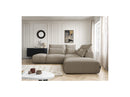 Jana - Modular Fixed Corner Sofa With Headrests - Heather Fabric With 2 Low Chairs, 1 Corner And 2 Poufs - Reversible