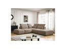 Jana - Modular Fixed Corner Sofa With Headrests - Heather Fabric With 2 Low Chairs, 1 Corner And 2 Poufs - Reversible