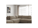 Jana - Modular Fixed Corner Sofa With Headrests - Heather Fabric With 2 Low Chairs, 1 Corner And 2 Poufs - Reversible