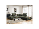 Jana - Modular Fixed Corner Sofa With Headrests - Heather Fabric With 2 Low Chairs, 1 Corner And 2 Poufs - Reversible