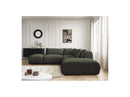 Jana - Modular Fixed Corner Sofa With Headrests - Heather Fabric With 2 Low Chairs, 1 Corner And 2 Poufs - Reversible