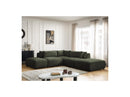 Jana - Modular Fixed Corner Sofa With Headrests - Heather Fabric With 2 Low Chairs, 1 Corner And 2 Poufs - Reversible