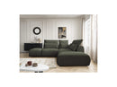 Jana - Modular Fixed Corner Sofa With Headrests - Heather Fabric With 2 Low Chairs, 1 Corner And 2 Poufs - Reversible