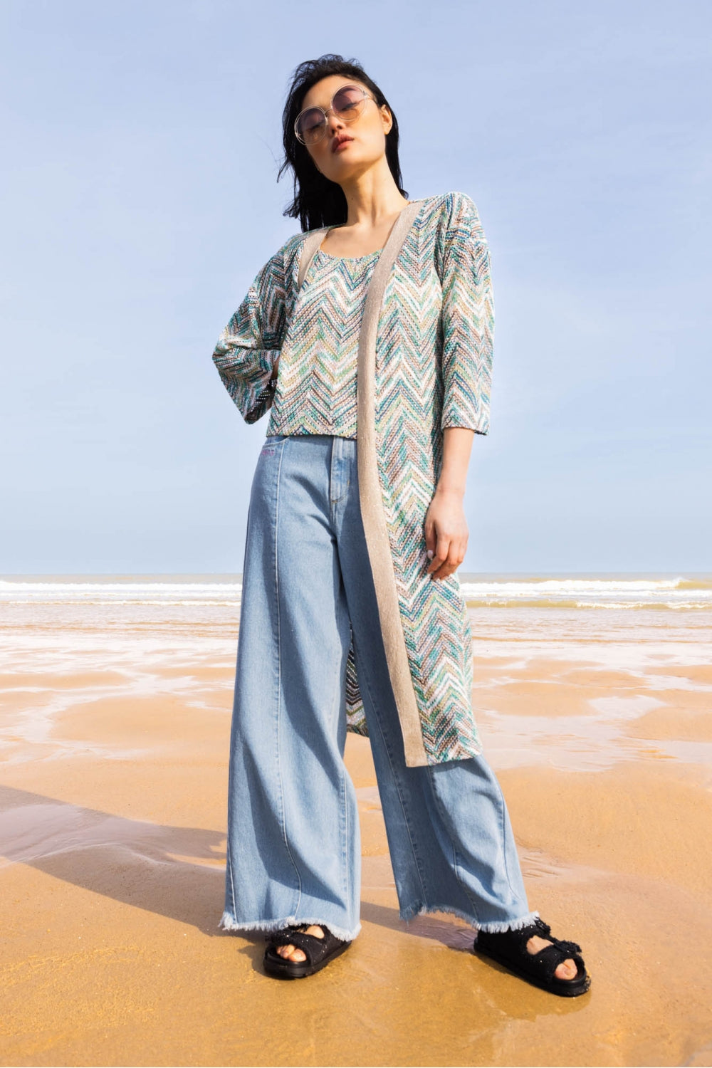 The Maggie Zigzag Blue Kimono