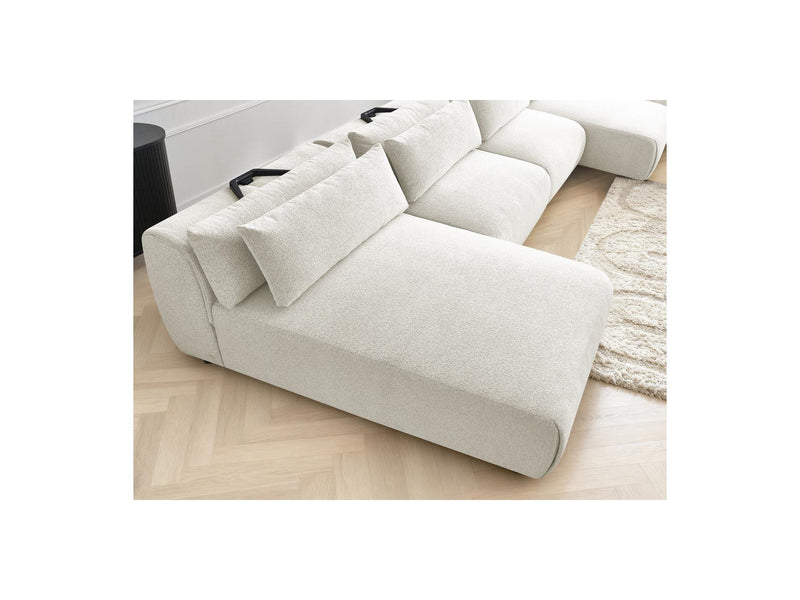 Jana - Sofá Modular Fijo Panorámico Con Reposacabezas - Tela Jaspeada Con 2 Chaise Lounges Y 2 Sillones