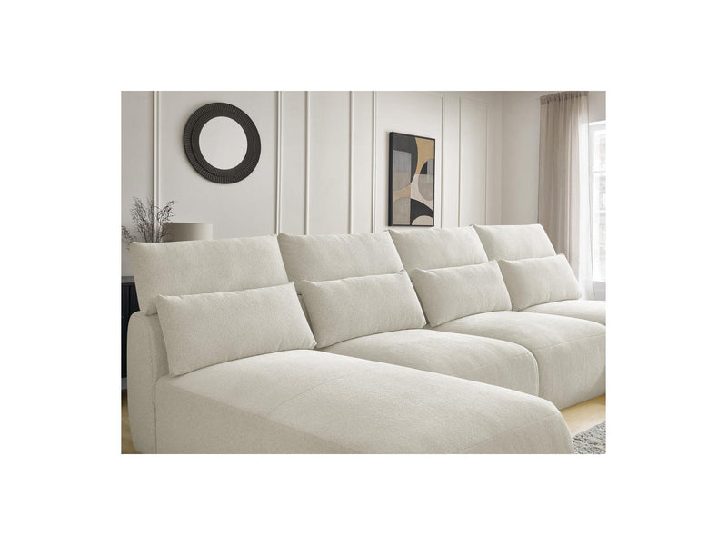 Jana - Sofá Modular Fijo Panorámico Con Reposacabezas - Tela Jaspeada Con 2 Chaise Lounges Y 2 Sillones