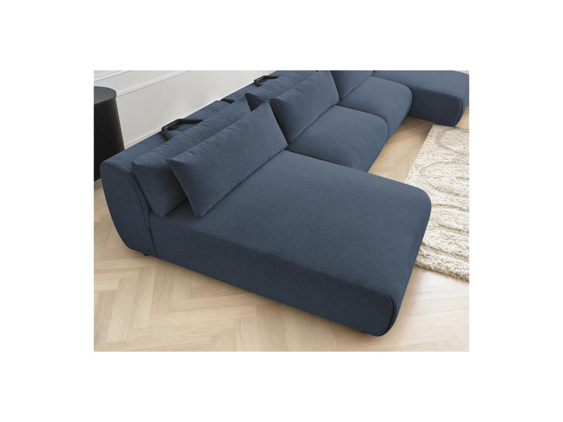 Jana - Sofá Modular Fijo Panorámico Con Reposacabezas - Tela Jaspeada Con 2 Chaise Lounges Y 2 Sillones