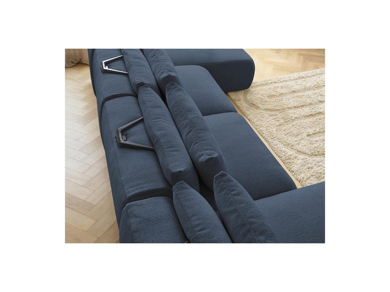 Jana - Sofá Modular Fijo Panorámico Con Reposacabezas - Tela Jaspeada Con 2 Chaise Lounges Y 2 Sillones