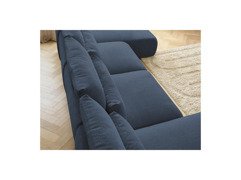 Jana - Sofá Modular Fijo Panorámico Con Reposacabezas - Tela Jaspeada Con 2 Chaise Lounges Y 2 Sillones