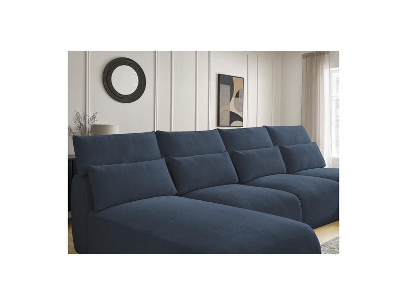 Jana - Sofá Modular Fijo Panorámico Con Reposacabezas - Tela Jaspeada Con 2 Chaise Lounges Y 2 Sillones