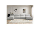 Jana - Sofá Modular Fijo Panorámico Con Reposacabezas - Tela Jaspeada Con 2 Chaise Lounges Y 2 Sillones