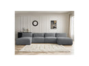 Jana - Sofá Modular Fijo Panorámico Con Reposacabezas - Tela Jaspeada Con 2 Chaise Lounges Y 2 Sillones