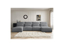 Jana - Sofá Modular Fijo Panorámico Con Reposacabezas - Tela Jaspeada Con 2 Chaise Lounges Y 2 Sillones