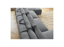Jana - Sofá Modular Fijo Panorámico Con Reposacabezas - Tela Jaspeada Con 2 Chaise Lounges Y 2 Sillones
