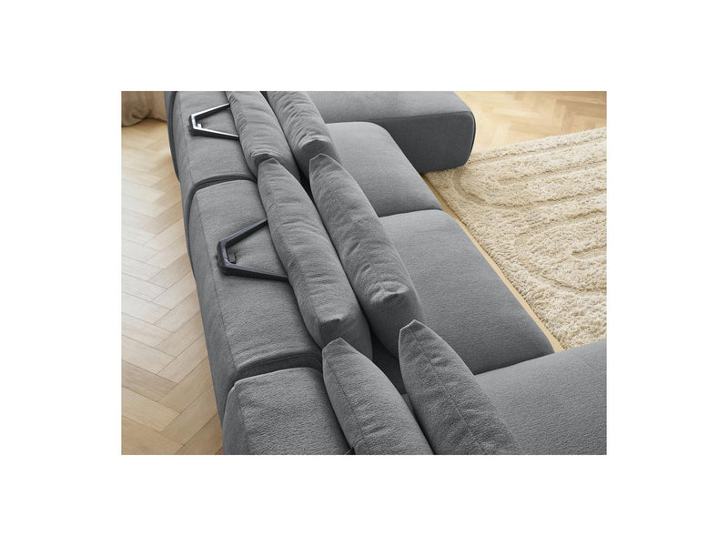 Jana - Sofá Modular Fijo Panorámico Con Reposacabezas - Tela Jaspeada Con 2 Chaise Lounges Y 2 Sillones