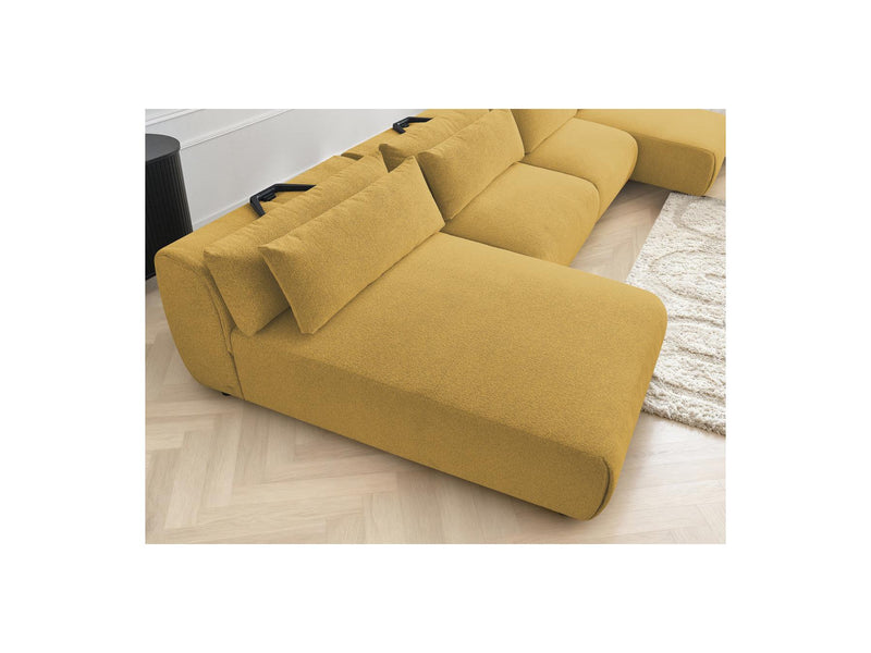 Jana - Sofá Modular Fijo Panorámico Con Reposacabezas - Tela Jaspeada Con 2 Chaise Lounges Y 2 Sillones