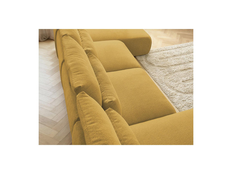 Jana - Sofá Modular Fijo Panorámico Con Reposacabezas - Tela Jaspeada Con 2 Chaise Lounges Y 2 Sillones