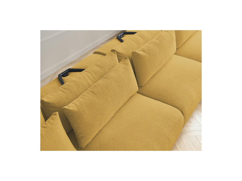 Jana - Sofá Modular Fijo Panorámico Con Reposacabezas - Tela Jaspeada Con 2 Chaise Lounges Y 2 Sillones