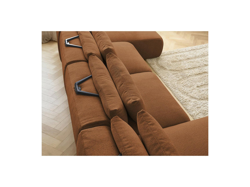 Jana - Sofá Modular Fijo Panorámico Con Reposacabezas - Tela Jaspeada Con 2 Chaise Lounges Y 2 Sillones