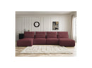 Jana - Sofá Modular Fijo Panorámico Con Reposacabezas - Tela Jaspeada Con 2 Chaise Lounges Y 2 Sillones