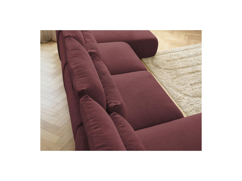 Jana - Sofá Modular Fijo Panorámico Con Reposacabezas - Tela Jaspeada Con 2 Chaise Lounges Y 2 Sillones
