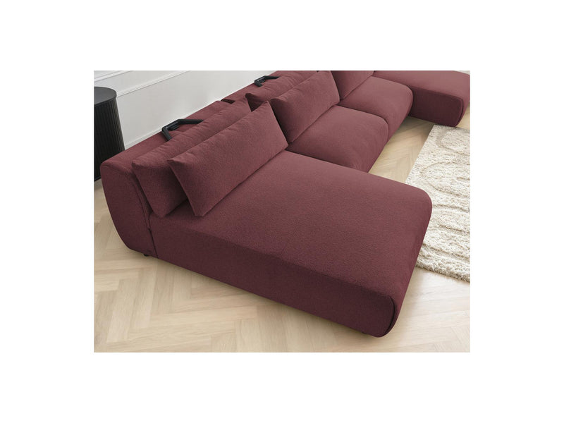 Jana - Sofá Modular Fijo Panorámico Con Reposacabezas - Tela Jaspeada Con 2 Chaise Lounges Y 2 Sillones