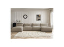 Jana - Sofá Modular Fijo Panorámico Con Reposacabezas - Tela Jaspeada Con 2 Chaise Lounges Y 2 Sillones