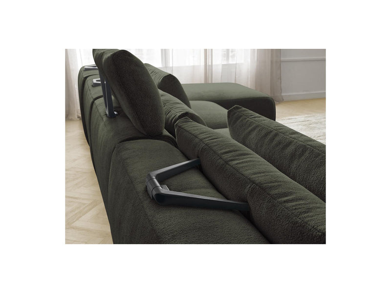 Jana - Sofá Modular Fijo Panorámico Con Reposacabezas - Tela Jaspeada Con 2 Chaise Lounges Y 2 Sillones