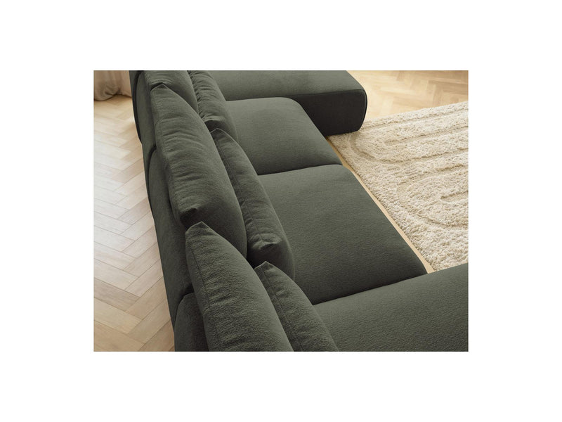 Jana - Sofá Modular Fijo Panorámico Con Reposacabezas - Tela Jaspeada Con 2 Chaise Lounges Y 2 Sillones