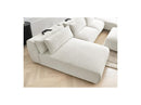 Jana - Panoramic Fixed Modular Sofa With Headrests - Heather Fabric With 2 Chaise Lounges, 2 Easy Chairs And 1 Large Pouf