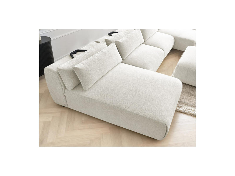 Jana - Panoramic Fixed Modular Sofa With Headrests - Heather Fabric With 2 Chaise Lounges, 2 Easy Chairs And 1 Large Pouf