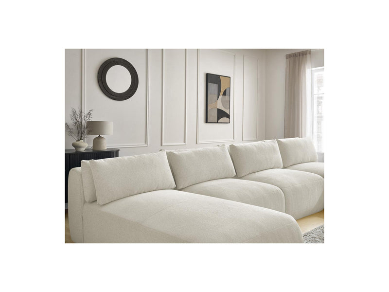 Jana - Panoramic Fixed Modular Sofa With Headrests - Heather Fabric With 2 Chaise Lounges, 2 Easy Chairs And 1 Large Pouf