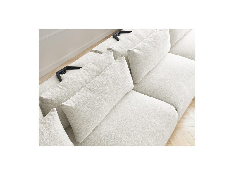 Jana - Panoramic Fixed Modular Sofa With Headrests - Heather Fabric With 2 Chaise Lounges, 2 Easy Chairs And 1 Large Pouf