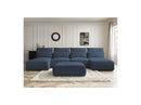 Jana - Panoramic Fixed Modular Sofa With Headrests - Heather Fabric With 2 Chaise Lounges, 2 Easy Chairs And 1 Large Pouf
