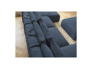 Jana - Panoramic Fixed Modular Sofa With Headrests - Heather Fabric With 2 Chaise Lounges, 2 Easy Chairs And 1 Large Pouf