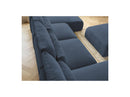 Jana - Panoramic Fixed Modular Sofa With Headrests - Heather Fabric With 2 Chaise Lounges, 2 Easy Chairs And 1 Large Pouf