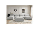 Jana - Panoramic Fixed Modular Sofa With Headrests - Heather Fabric With 2 Chaise Lounges, 2 Easy Chairs And 1 Large Pouf
