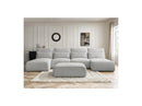 Jana - Panoramic Fixed Modular Sofa With Headrests - Heather Fabric With 2 Chaise Lounges, 2 Easy Chairs And 1 Large Pouf