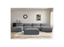 Jana - Panoramic Fixed Modular Sofa With Headrests - Heather Fabric With 2 Chaise Lounges, 2 Easy Chairs And 1 Large Pouf