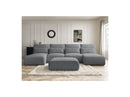 Jana - Panoramic Fixed Modular Sofa With Headrests - Heather Fabric With 2 Chaise Lounges, 2 Easy Chairs And 1 Large Pouf