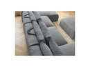 Jana - Panoramic Fixed Modular Sofa With Headrests - Heather Fabric With 2 Chaise Lounges, 2 Easy Chairs And 1 Large Pouf