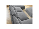 Jana - Panoramic Fixed Modular Sofa With Headrests - Heather Fabric With 2 Chaise Lounges, 2 Easy Chairs And 1 Large Pouf