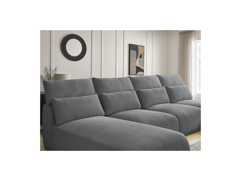 Jana - Panoramic Fixed Modular Sofa With Headrests - Heather Fabric With 2 Chaise Lounges, 2 Easy Chairs And 1 Large Pouf