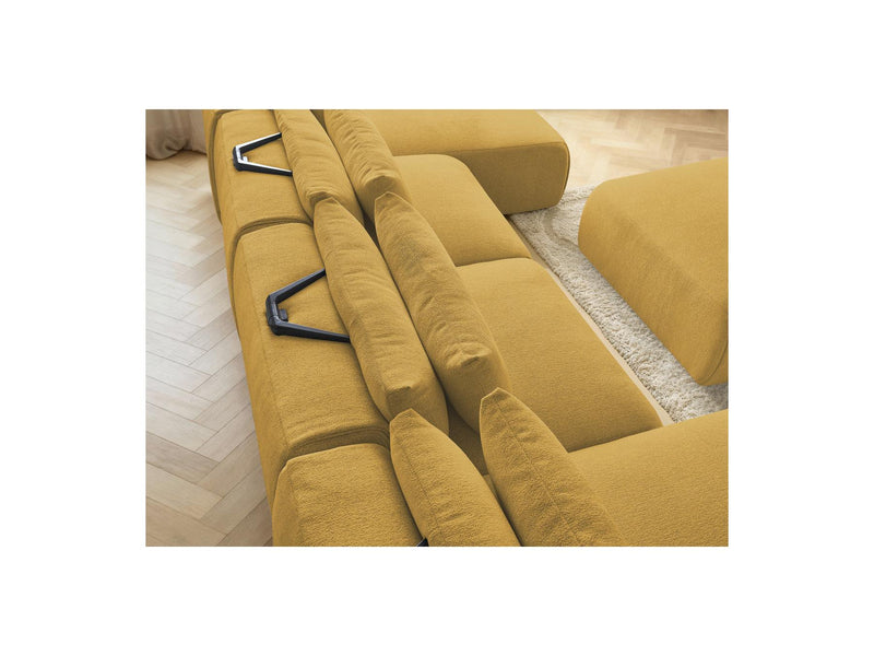Jana - Panoramic Fixed Modular Sofa With Headrests - Heather Fabric With 2 Chaise Lounges, 2 Easy Chairs And 1 Large Pouf