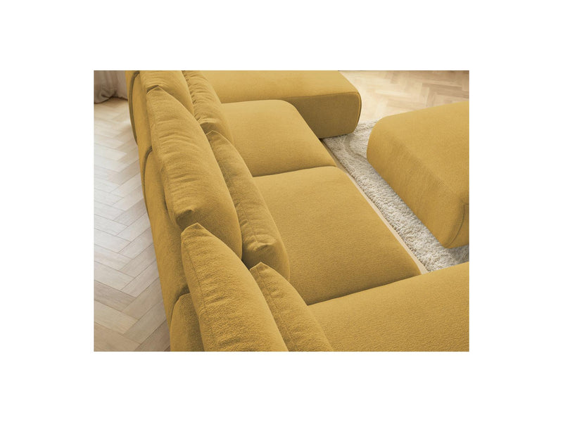Jana - Panoramic Fixed Modular Sofa With Headrests - Heather Fabric With 2 Chaise Lounges, 2 Easy Chairs And 1 Large Pouf