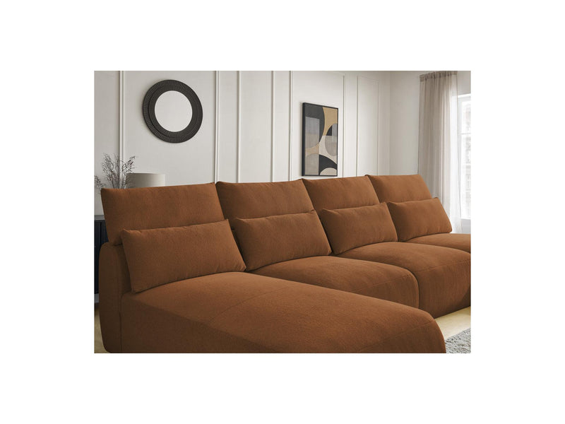 Jana - Panoramic Fixed Modular Sofa With Headrests - Heather Fabric With 2 Chaise Lounges, 2 Easy Chairs And 1 Large Pouf